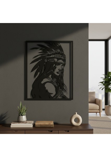Kabile Şefi Çerçevesiz Dekoratif Ahşap Tablo
