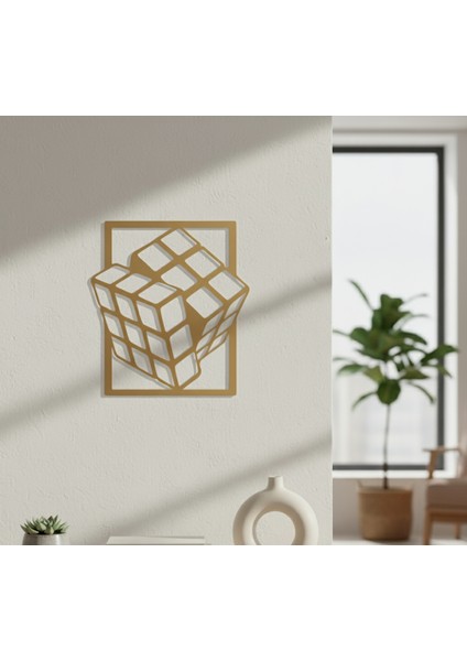 Rubik Küpü Çerçevesiz Dekoratif Ahşap Tablo