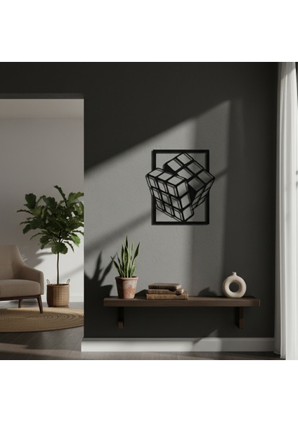 Rubik Küpü Çerçevesiz Dekoratif Ahşap Tablo fırsatları