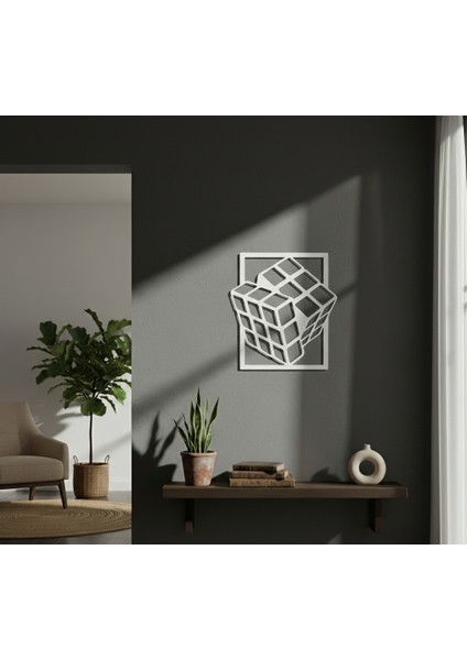 Rubik Küpü Çerçevesiz Dekoratif Ahşap Tablo