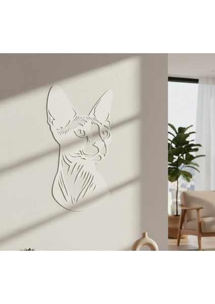 Kedi Başı Çerçevesiz Dekoratif Ahşap Tablo