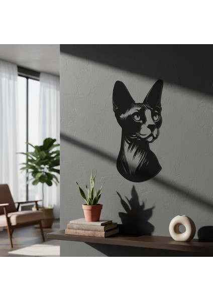 Kedi Başı Çerçevesiz Dekoratif Ahşap Tablo