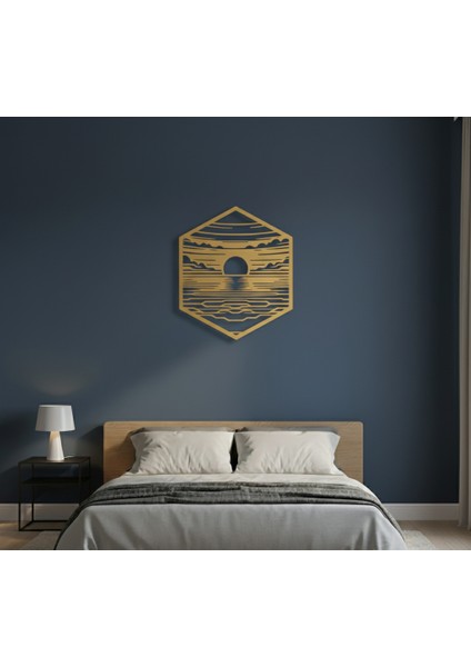 Su Üstünde Günbatımı Çerçevesiz Dekoratif Ahşap Tablo fırsatları