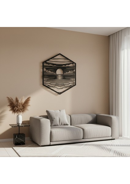 Su Üstünde Günbatımı Çerçevesiz Dekoratif Ahşap Tablo indirimleri