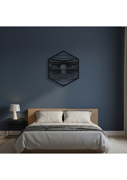 Su Üstünde Günbatımı Çerçevesiz Dekoratif Ahşap Tablo