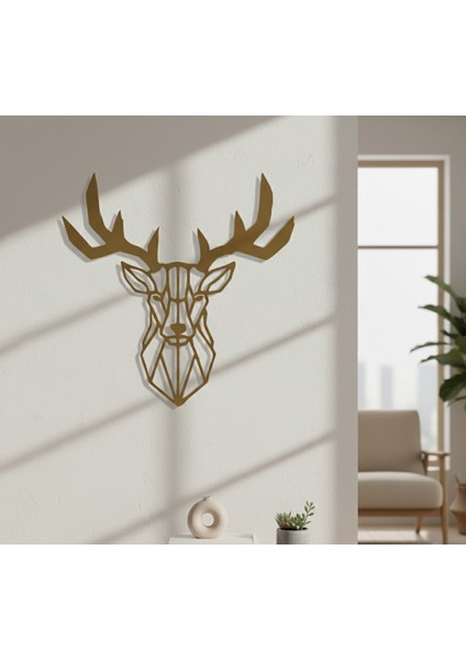 Geyik Başı Çerçevesiz Dekoratif Ahşap Tablo
