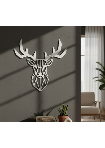 Geyik Başı Çerçevesiz Dekoratif Ahşap Tablo