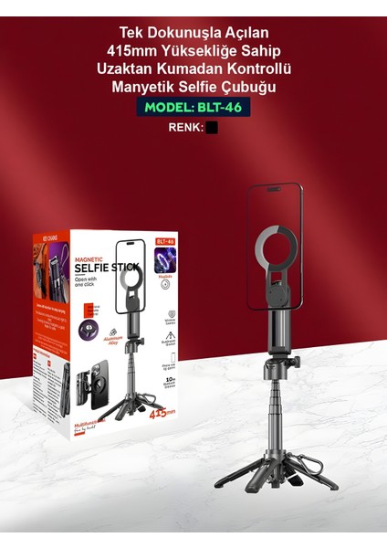 Magsafe Mıknatıslı 41.5 cm 360° Ayarlanabilir Bluetooth Alüminyum Telefon Tripod | Android Ios indirimleri