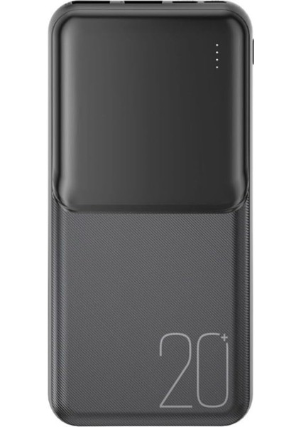 Xo Is Beauty Taşınabilir Polymer Powerbank, Çift USB Çıkışlı, Type-C ve Micro USB Girişli, LED Göstergeli, Akım ve Aşırı Şarj Korumalı (Siyah, 20000MAH PR252)