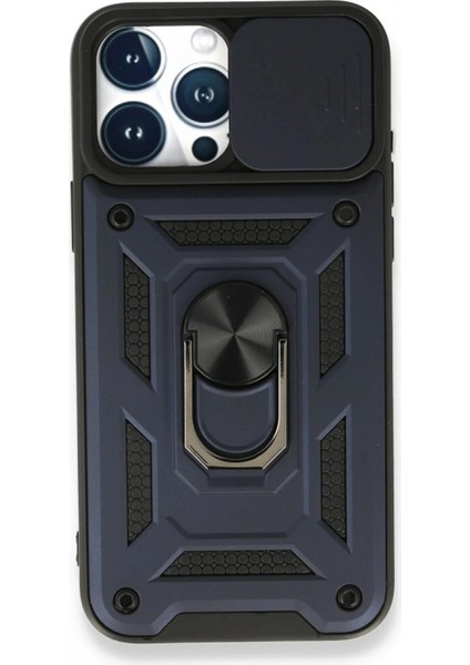 Ieg iPhone 15 Pro Max Kılıf Pars Lens Yüzüklü Silikon - Lacivert