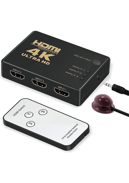 Yeni Nesil Tv Için HDMI Çoklayıcı 3 Port 4K Kumandalı Kullanımı ve Kurulumu Kolayultra Hd HDMI Switch Splitter Kablo Dahil Değildir 3 PORT4KHDMI