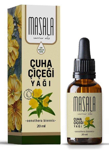Masala Çuha Çiçeği Yağı 20 Ml. Soğuk Pres (Evening Primrose Carrier Oil)