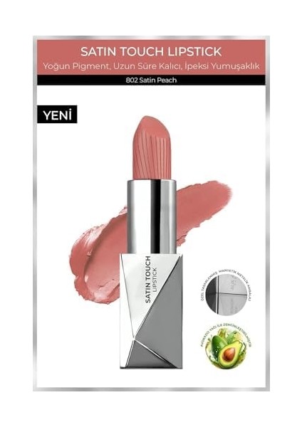 Alix Avien Uzun Süre Kalıcı Nemlendirici Pürüzsüz Etkili Yarı Mat Ruj Satin Touch Lipstick 802 Satin Peach modelleri