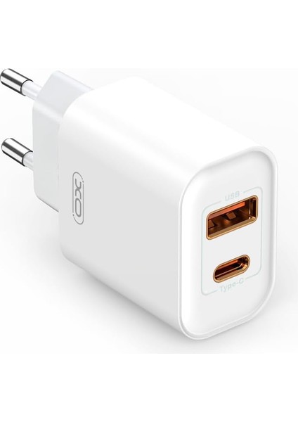 Xo Is Beauty Çoklu Hızlı Şarj Adaptörü CE12| 2 Cihaza Kadar Şarj | 1 Type-C 1 Usb-A | 20W Max Power | Akım Korumalı | Tablet, Notebook, Cep Telefonu, Konsol | Beyaz