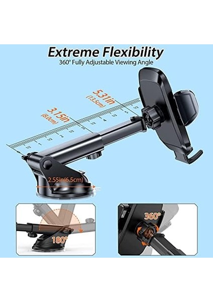 Hocerlu Araç Cep Telefonu Tutucu, Ultra Sağlam Araç Cep Telefonu Tutucu, Gösterge Paneli ve Ön Cam Için Vantuz, Çok Yönlü Silikon Darbeye Dayanıklı, 360° Dönebilir, Tek Düğmeyle Çıkarma, 3,8 – 6,7 Inç fiyatları
