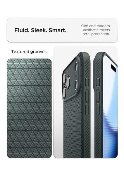17 Pro Max ile Uyumlu Ince Kılıf Air Hava Kanalı Teknolojisi Askeri Sınıf Koruma Abyss Green Dokulu Yüzey Kapak - ACS09890 modelleri