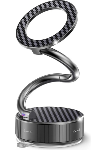 Metal Katlanabilir Karbon Fiber ile Uyumlu Mıknatıslı Araç Telefon Tutucu 360° Dönebilir Kilitli Vakum