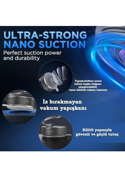 Metal Katlanabilir Karbon Fiber ile Uyumlu Mıknatıslı Araç Telefon Tutucu 360° Dönebilir Kilitli Vakum fiyatları