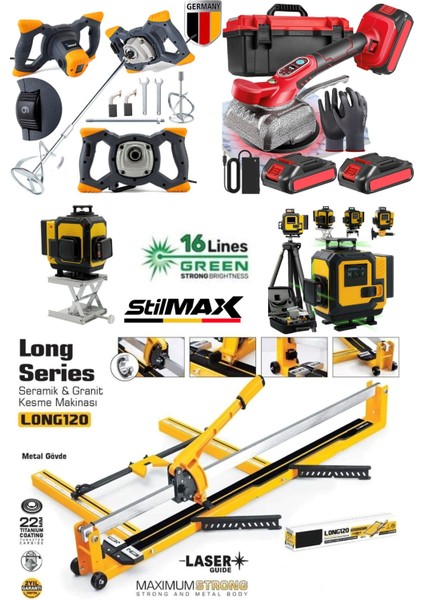 Seramik Süper4 Serisi 120MM Seramik Fayans Kesme-Boya Harç Karıştırıcı-Akülü Vantuz Tokma-16 Lazer fiyatları