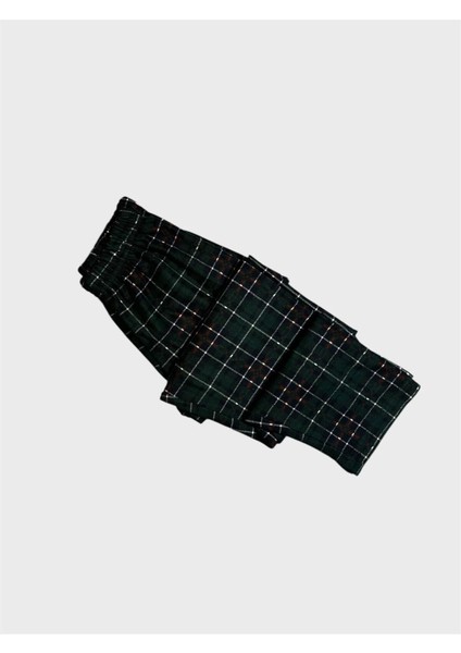 Erkek Çocuk Pamuklu Süet Kumaş Yeşil Ekose Desenli Uzun Kollu Gömlek Yaka Düğmeli Pijama Takımı indirimleri