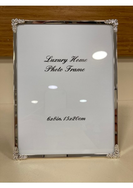 Resim Çerçevesi Ince Metal Detaylı Pirinç Gümüş 15X20 cm