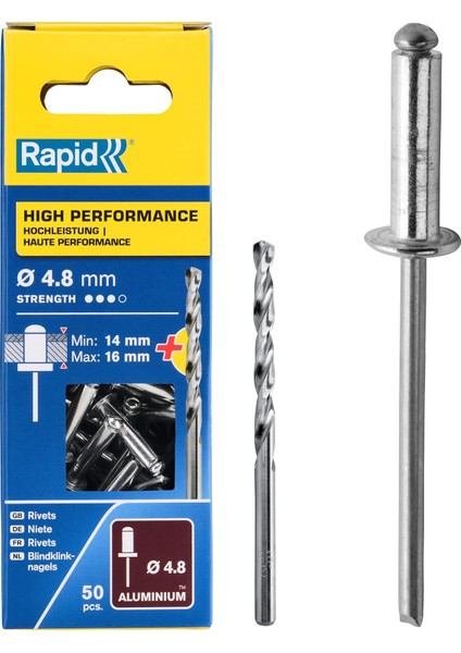 Kör Perçin, 50 Adet Matkap Ucu Dahil, 4,8 x 20 Mm, 5000391