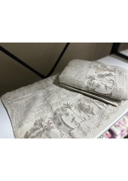 Bambu Palmiye Desenli El Yüz Havlusu