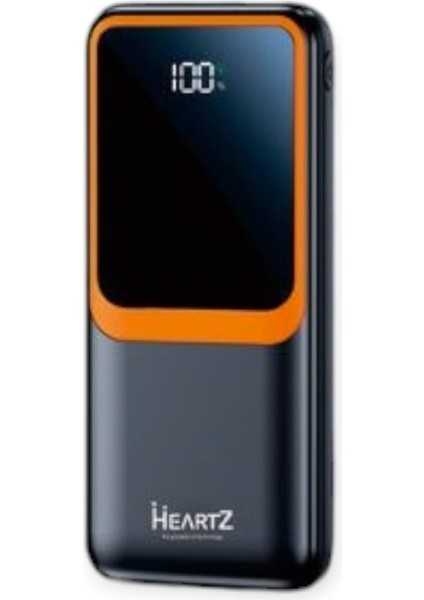 H31 20000 Mh Pd 20W ve USB 22.5W Hızlı Şarj Dahili Type C ve Lightning Kablolu Dünya Standartlarına Uygun Polymer Batarya Birebir Amper LCD Göstergeli Powerbank (Siyah)