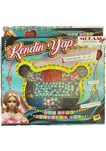 Kendin Yap Boncuk Takı Seti, Bileklik ve Kolye Yapımı Için Renkli Boncuklar, El Sanatları Aktivite Seti