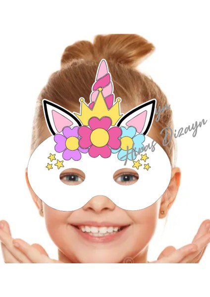 6 Adet Unicorn Tek Boynuzlu At Konsept Kağıt Parti Maskesi Unicorn Doğum Günü Süsü fırsatları