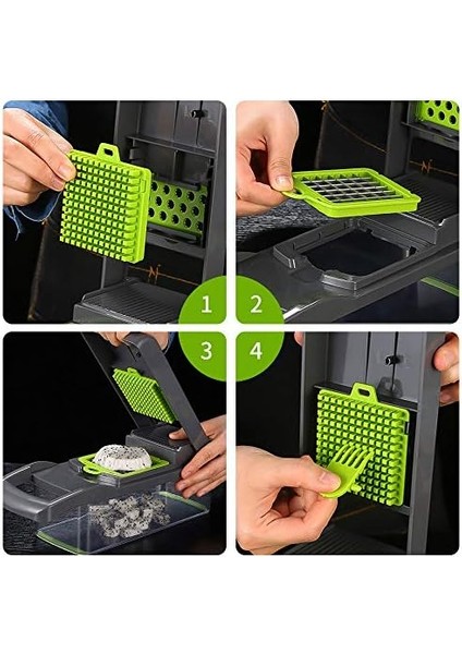 Sebze Kesici, 13'ü 1 Arada Profesyonel Çok Fonksiyonlu Sebze Dilimleyici Mandolin, Kesme Için 7 Farklı Bıçak, Izgara Paslanmaz Çelik Bıçak, Temizlenmesi modelleri