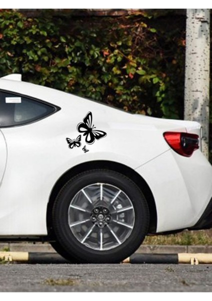 Üç Kelebekler Çıkarılabilir Su Geçirmez Oto Özel Yeni Sticker Siyah 15*17 cm fiyatları
