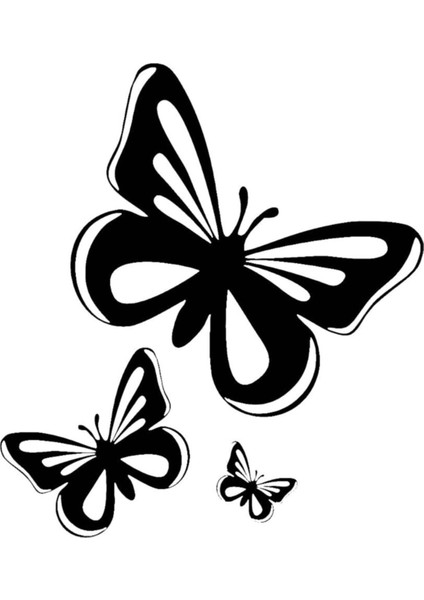 Üç Kelebekler Çıkarılabilir Su Geçirmez Oto Özel Yeni Sticker Siyah 15*17 cm modelleri