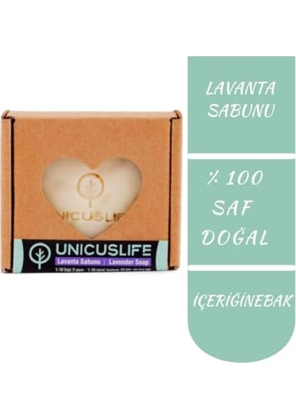 Unicuslife% 100 Saf Doğal Lavanta Sabunu Katkısız, Soğuk Işlem, El Yapımı (Içeriğinebak) 100 gr
