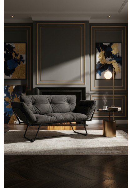 California Style Premium Katlanır Yataklı Ikili Kanepe – Modern Mekanizmalı Minderli Çekyat Berjer Koltuk