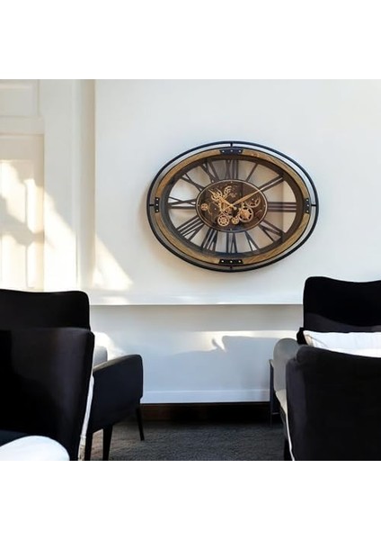 CRK-807 Premium Ahşap Serisi Dönen Çarklı Roma Rakamlı Duvar Saati 74 * 56 * 8 cm modelleri
