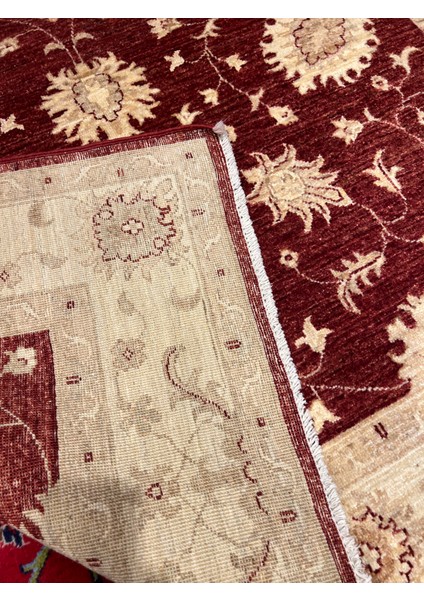 El Dokuma Afgan Uşagı Ziegler Halısı Birinci Sınıf Kalitesi Bordo Renk Ebat 200X150 fırsatları