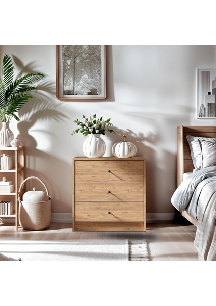 SFR103-CEVIZ 3 Çekmeceli Şifonyer (G:69 Y:67 D:38)