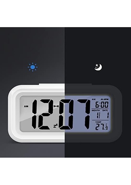 Dekoratif Işıklı Çalar Saat Alarmlı Termometreli Gösteren Saat Tarih Gösteren Başucu Saati Masa Saati (3xaaa) Pilli Çalar Saat Akıllı Gece Işıklı Çalar Saat (Beyaz) modelleri