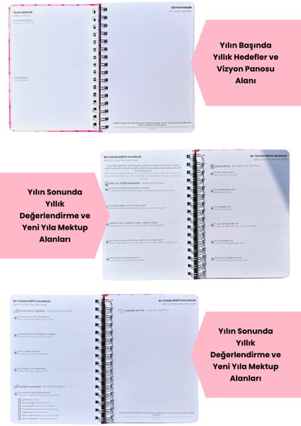 2026 Haftalık Ajandası - El Yapımı, 2 Sayfa Stickerlı, Klasik Pembe fırsatları