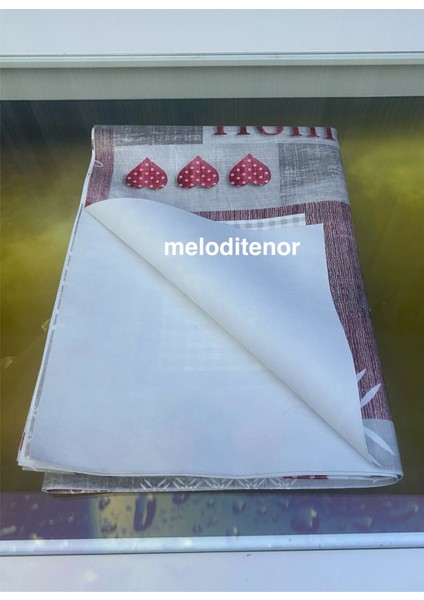 Astarlı Yazılı Bordo Puantiyeli Kalpli Kaymaz Pvc Muşamba Masa Örtüsü fırsatları