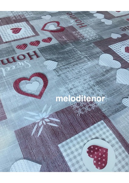 Astarlı Yazılı Bordo Puantiyeli Kalpli Kaymaz Pvc Muşamba Masa Örtüsü indirimleri