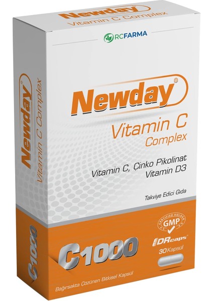Rc Farma Newday Vitamin C Complex Çinko Pikolinat 30 Kapsül fiyatları