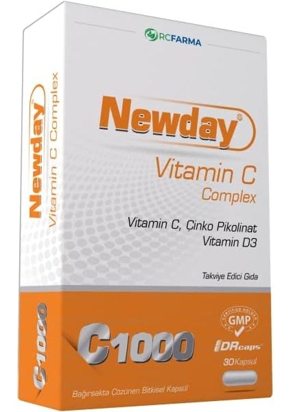 Rc Farma Newday Vitamin C Complex Çinko Pikolinat 30 Kapsül modelleri