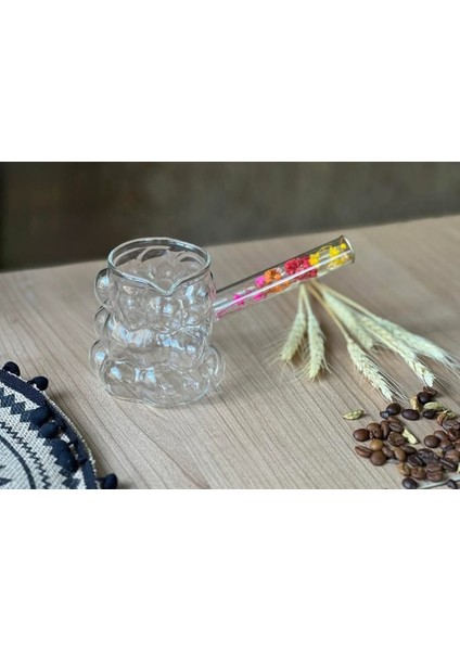 Borosilikat Cam Cezve, Isıya Dayanıklı, Dekoratif Çiçek Saplı, Şeffaf fiyatları