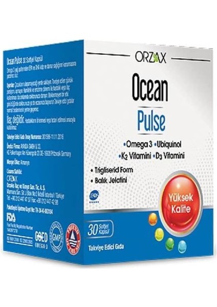 Ocean Pulse Omega 3- Vit K2 - Vit D3 -Ubiquinol 30 Kapsül