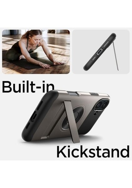 16 Ekstra Dayanıklı Kılıf Slim Hava Kanalı Teknolojisi™ Askeri Sınıf Koruma Magfit Kickstand'lı Gunmetal Çift Katman Kapak - ACS08226 fiyatları