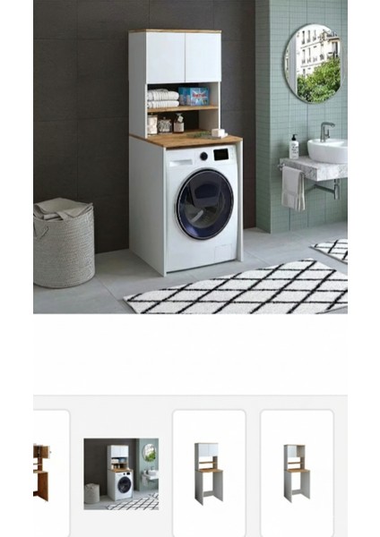 Çamaşır Makinesi Dolabı Çift Kapaklıbeyaz/atlantik çam