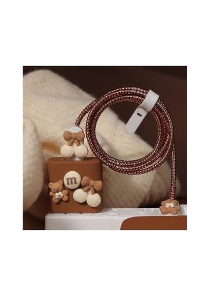 Aksesuar Şarj Aleti Kılıfı & Kablo Set – 18W/20W Uyumlu | Kılıfı, Kablo Düzenleyici, Şarj Ucu – 4'lü Set (Ayıcık) modelleri