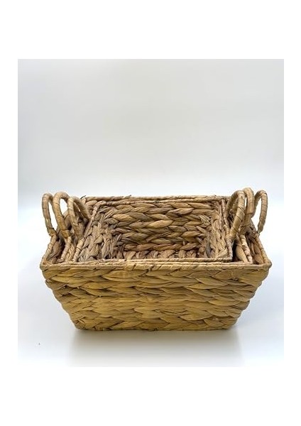 Hasır El Örgüsü 3'lü Sepet Seti – Hasır Organizer, Meyvelik, Havlu Saklama Sepeti, Mutfak ve Düzenleyici, Dekoratif Sepet Takımı, Dolap Içi Saklama Çözümü (Kare Kulplu) fiyatları